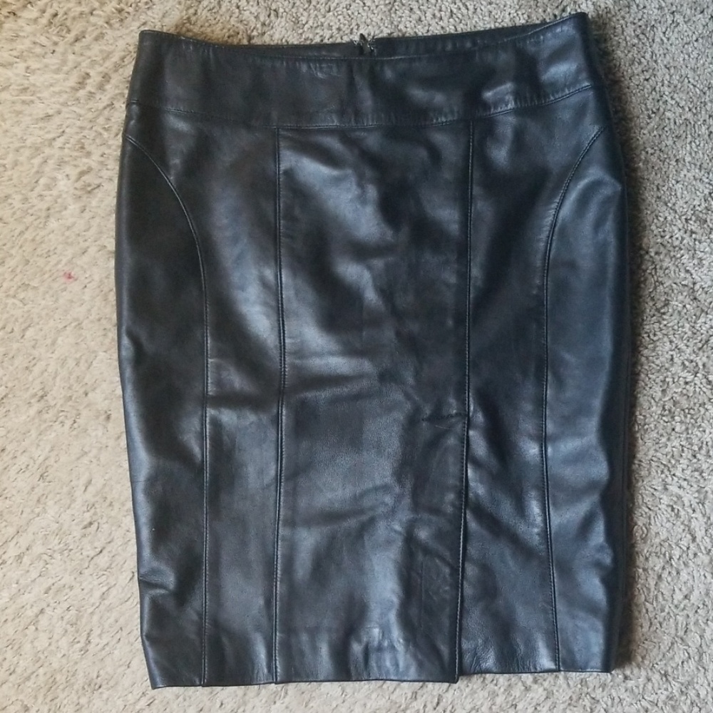 Arden B. Leather pencil skirt